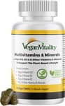 Vegan Multivitamins & Minerals with High Strength Vitamin B12, D3 & K2. 180 Mult