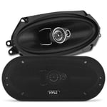 Pyle 3-Way Universal Car Stereo Speakers - 300W 4" x 10" Triaxial Loud Pro Audio Car Speaker Universal OEM Quick Replacement Component Speaker Vehicle Door/Side Panel Mount Compatible, PL410BK (Pair)