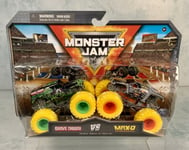 Monster Jam Grave Digger Vs Max-D Yellow Wheels 1:64 Trucks New Spinmaster