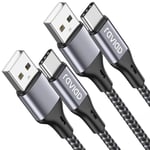 Câble USB C [2M/Lot de 2 ], Cable Chargeur USB C Charge Rapide 3A Cable USB Type C Nylon Tressé pour Samsung Galaxy S22 S21 S20 S10 S9 S8 A51 A50 A20e, Huawei P40 P30, Redmi Note-Gris.[V235]