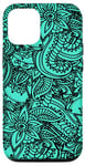 Coque pour iPhone 12/12 Pro Imprimé cachemire - Motif art zen - Bleu turquoise