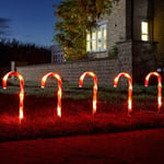 CandyCane Stakes Lights Set Of 6 Battery Powered Garden LED Xmas Lights