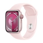 APPLE WATCH SERIES 9 GPS + CELL 41 MM LYSERØD ALUMINIUM URKASSE MED SART LYSERØD SPORTSREM - M/L