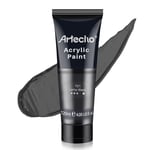 Artecho Peinture Acrylique 120ml Noir, Acrylic Paint, Peinture pour Toile, Tissu, Bois, Roche, Papier, Verre.