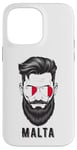 Coque pour iPhone 14 Pro Max Visage de l'homme maltais, fierté de Malte, drapeau patriotique de Malte