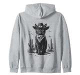 Black Cat in Cowboy Boots Zip Hoodie