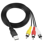 Câble Usb Vers Rca Mâle Usb A 2.0 Vers 3 Rca Mâles Jack Vidéo Av Composite Capture Card Adaptateur Répartiteur Pour Tv/Pc ¿ 1,5 M (Fiche Usb Vers Fiche 3Rca)