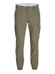 Jack & Jones Jack &amp; Jones Marco Joe Slim Fit Cuffed Cargo Trousers - Khaki, Khaki, Size 34, Inside Leg Regular, Men