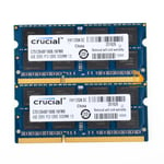 RAM 2PCS Crucial 4GB 2RX8 PC3-12800S DDR3 1600Mhz SODIMM 204Pin Laptop Memory @d