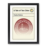 Book Cover A Tale Of Two Cities Charles Dickens Modern Framed Wall Art Print, Ready to Hang Picture for Living Room Bedroom Home Office Décor, Black A2 (64 x 46 cm)