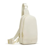 Kattee Sac à bandoulière en cuir pour femme - Plusieurs compartiments - Sac à bandoulière souple - Sac banane, beige