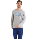 Athena Homme Serigraphie Ensemble De Pyjama, Gris Acier/Bleu Nuit, S EU