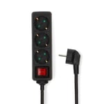 Nedis Power Strip, Type F (CEE 7/7), 3-veis, 3680W, 16A, 5m - Svart