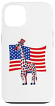 Coque pour iPhone 13 4 juillet Girafe USA Drapeau Indépendance Day Girafes