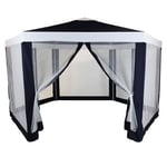 Hexagonal Gazebo with Mesh Sides Blue/Beige