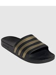 adidas Sportswear Mens Adilette Aqua Sliders - Black/Gold, Black/Gold, Size 4, Men