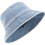 Denim Bucket Hat för stora huvuden, Vintage UV solhattar med bred brätte Stor storlek, Sommarträdgårdsh hatt Reshatt Light Blue