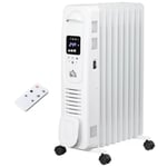 Oil Filled Radiator Electric Heater 3 Heat Settings Remote Control White