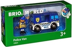 BRIO WORLD 33825 Light & Sound Police Truck  Blue Battery Powered Build Toy