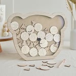 Ginger Ray Teddy Bear Shaped Baby Shower Drop Top Frame Alternative Guest Book with 32 Wooden Tokens, Neutral