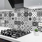 Stickers Carrelage Adhésif - Sticker Autocollant Carreaux de ciment – Décoration Murale Stickers Carrelage pour Salle de Bain et Cuisine - Carreaux de ciment adhésif mural - 20 x 20 cm - 24 Pièces