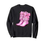 Cowgirl Boots Pink Baby Bow Preppy y2k Coquette Sweatshirt