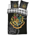 Aymax - Parure de lit simple - Harry Potter, les 4 maisons noir-140 cm x 200 cm