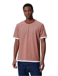 Koton Men's Basic T-Shirt Crew Neck Fold Detailed Short Sleeve, Terracotta (Km1), L