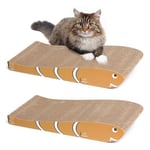 ComSaf Cat Scratching Board 2 Pack, Cat Scratcher Cardboard, Curved Cat Scratcher, Cute Cat Scratch Pad for Kitty, Recycle Cardboard Cat Scratcher, Double-Sided Pad for Long Lasting Use (Orange)