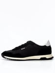 BOSS Zayn Low Profile Nylon/suede Lace Sneaker - Black/white, Black/White, Size 6, Men