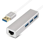 CABLING® USB 3 Réseau Adaptateur adaptateur réseau externe (RJ45 Gigabit) Gigabit-Lan 10/100/1000 Mbps Support Mac OS X, Windows 7 blanc / + 3 ports USB 3.0 femelles