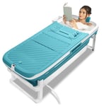 YUENFONG Baignoire pliable pour adulte 149 x 61 x 54 cm avec thermomètre, raccord vapeur et rouleaux de massage