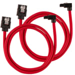 CORSAIR Premium Sleeved SATA Data Cable Set with 90_ Connectors_ Red_ 60cm