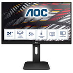 AOC Écran 24P1 60,4 cm (23,8 pouces) (DVI, HDMI, dalle IPS, DisplayPort, hub USB, 1920 x 1080, temps de réponse de 5 ms, pivot) noir, 23.8 inch