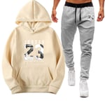 ZGRW Ensemble de survêtement pour homme Jordan 23# - Uniforme de basket-ball - Pantalon de jogging à capuche - Pour homme et femme - Beige - S