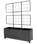 Dehner Milano Jardinière en Treillis résistante au Gel, aux UV et aux intempéries, Environ 100 x 130 x 35 cm, avec roulettes, 3 Inserts de Plantes, en béton léger, Gris