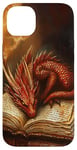 iPhone 14 Plus Aesthetic Gothic Red Dragon Reading Book Painting Bookish Case