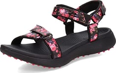 Skechers Women's 600 Spikeless Golf Sandalen Schuh Shoe, Black Multi-Coloured Floral Print, 4 UK