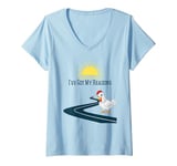 Womens Funny Chicken Fun Farm Road Crossing V-Neck T-Shirt