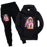 Taylor Swift Pullover Hoodie Topp Byxor Set Barn Flickor Sweatshirt Träningskläder Kläder Black 140cm