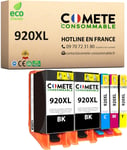 920xL - Pack de Cartouches d'encre Compatible avec HP 920 xL - pour HP OfficeJet 6500A 6500 7500 6000 7500A 7000-1 Noir + 1 Cyan + 1 Ma (2 Noir 1 Cyan 1 Magenta 1 Jaune)