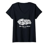 Womens "IDK IDC IDGAF" Three Wise Monkeys: See No Evil... Skeleton V-Neck T-Shirt