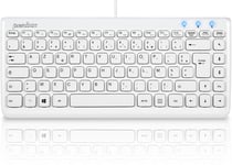 Periboard-407, Mini Clavier USB Filaire AZERTY - Clavier Chiclet avec 11 Touches de Raccourcis - Blanc