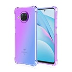GOGME Case for Xiaomi Mi 10T Lite 5G Case, Gradient Color Ultra-Slim Crystal Clear Anti Smudge Silicone Soft Shockproof TPU + Reinforced Corners Protection Phone Cover (Purple/Blue)