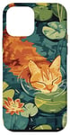 Coque pour iPhone 12 mini Chat orange Monets Peinture Nénuphar Art Chat Drôle Chat