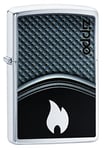 Zippo Lighter Metallic Curve with Flames