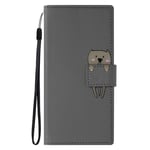 Avizar Case for Galaxy S24 Ultra Card holder Clap Wallet, Dark Grey