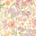 Grandeco Wildflowers Cream Wallpaper A61603 - Wild Garden Flowers Floral Bloom