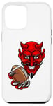 Coque pour iPhone 12 Pro Max Devil Cartoon Sports Team Mascotte Ballon de football américain