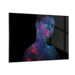 Impression sur Verre 100x70cm Tableaux Image Photo Femme Ultraviolet Paillettes